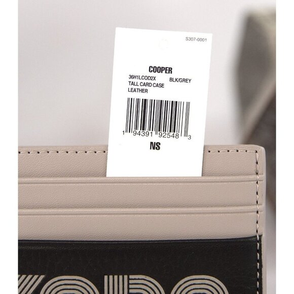 Michael Kors Cooper Black Taupe Leather Tall Card Case Holder Mini Wallet NWT - Picture 2 of 6